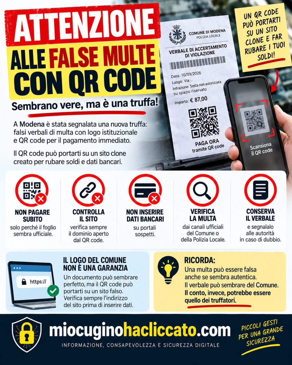 False multe con QR code